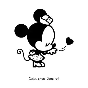 Desenho para colorir da Minnie kawaii mandando um beijo