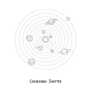 Desenho para colorir do Sistema Solar com os 9 planetas