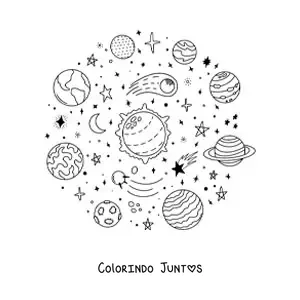 Desenho para colorir de elementos do Sistema Solar