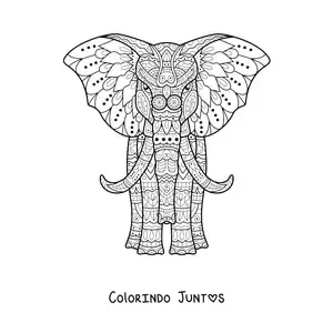 Desenho para colorir de uma mandala de elefante de frente