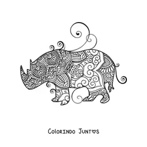 Desenho para colorir de uma mandala de rinoceronte