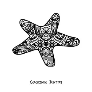 Desenho para colorir de uma mandala estilo Zentangle de estrela-do-mar
