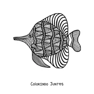 Desenho para colorir de uma mandala de peixe