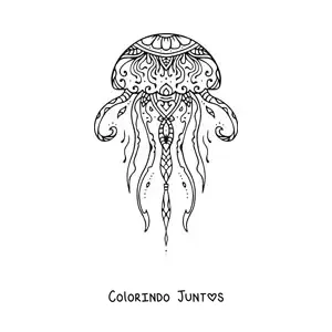 Desenho para colorir de uma mandala de agua-viva