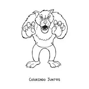 Desenho para colorir de um lobo feroz animado