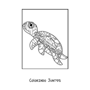 Desenho para colorir de uma mandala de tartaruga