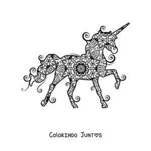 Desenho para colorir de uma mandala de unicornio