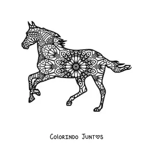 Desenho para colorir de uma mandala de cavalo