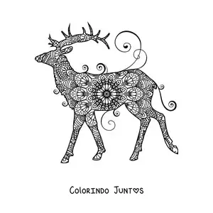 Desenho para colorir de uma mandala de veado