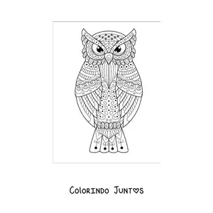 Desenho para colorir de uma mandala de coruja dificil