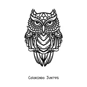 Desenho para colorir de uma mandala de coruja geometrica
