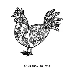 Desenho para colorir de uma mandala de galo