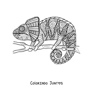 Desenho para colorir de uma mandala de camaleao