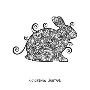 Desenho para colorir de uma mandala de coelho
