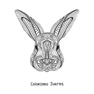 Desenho para colorir de uma mandala de coelho dificil