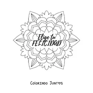 Desenho para colorir de uma mandala com a frase escolha a sua felicidade