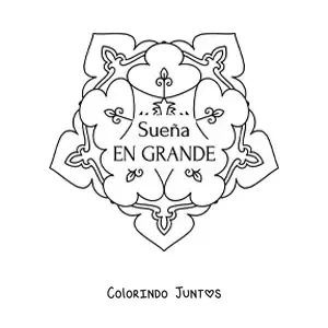 Desenho para colorir de uma mandala com a frase sonhe grande