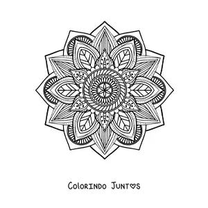 Desenho para colorir de uma mandala dificil da natureza
