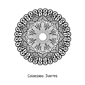 Desenho para colorir de uma mandala dificil da natureza