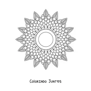 Desenho para colorir de uma mandala dificil da natureza