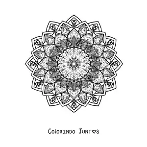 Desenho para colorir de uma mandala floral difícil