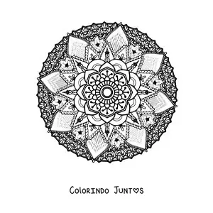 Desenho para colorir de uma mandala floral difícil