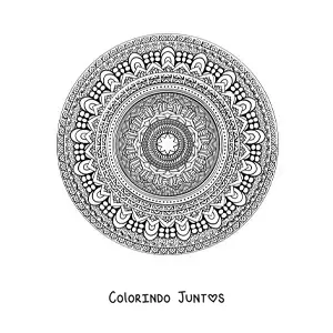 Desenho para colorir de uma mandala circular difícil