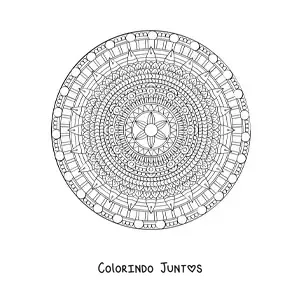 Desenho para colorir de uma mandala circular difícil
