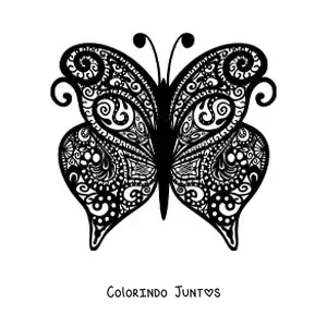 Desenho para colorir de borboleta com mandala estilo Zentangle