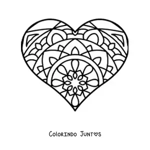 Desenho para colorir de coracao com mandala estilo Zentangle