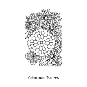 Desenho para colorir de flores estilo Zentangle