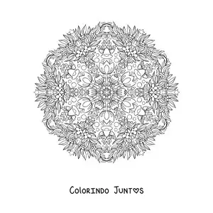 Desenho para colorir de uma mandala de tulipas kawaii