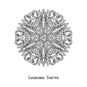 Desenho para colorir de uma mandala de flores kawaii
