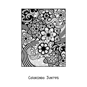 Desenho para colorir de uma mandala floral estilo Zentangle