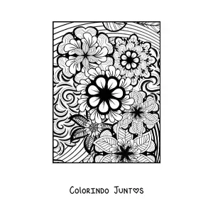 Desenho para colorir de uma mandala floral estilo Zentangle