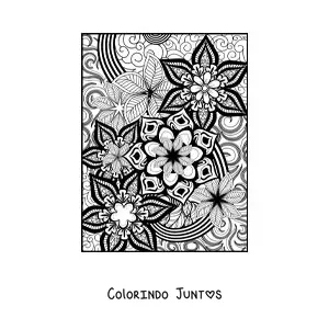 Desenho para colorir de uma mandala floral estilo Zentangle