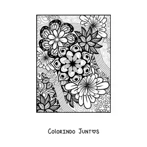 Desenho para colorir de uma mandala floral estilo Zentangle