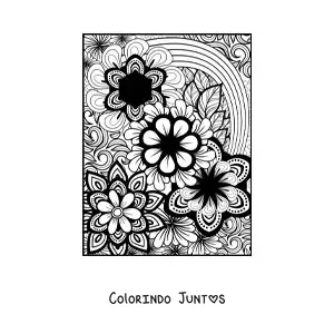Desenho para colorir de uma mandala floral estilo Zentangle