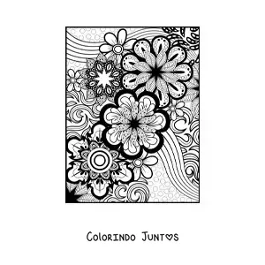 Desenho para colorir de uma mandala floral estilo Zentangle