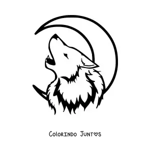 Desenho para colorir da cabeca de um lobo uivando para a lua