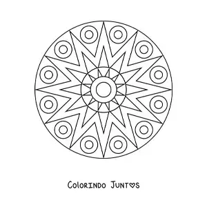 Desenho para colorir de uma mandala fácil com figuras geométricas