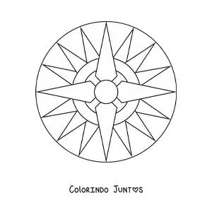 Desenho para colorir de uma mandala fácil com figuras geométricas