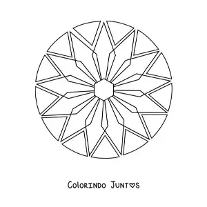 Desenho para colorir de uma mandala fácil com figuras geométricas