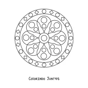 Desenho para colorir de uma mandala fácil com figuras geométricas