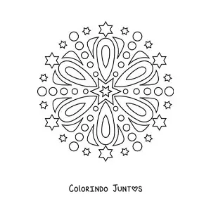 Desenho para colorir de uma mandala fácil com estrelas