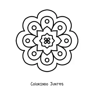 Desenho para colorir de uma mandala fácil de flor para crianças