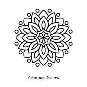 Desenho para colorir de uma mandala fácil de flor para crianças