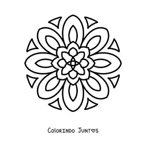Desenho para colorir de uma mandala fácil de flor para crianças