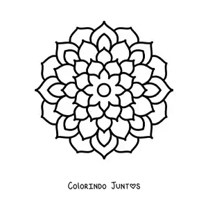 Desenho para colorir de uma mandala fácil de flor para crianças