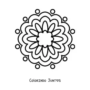 Desenho para colorir de uma mandala fácil de flor para crianças